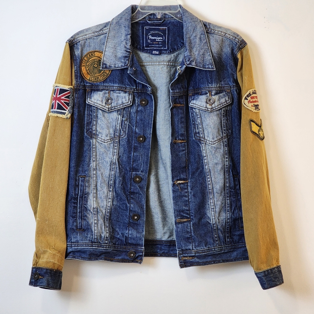 V Six Jeans Denim Patch Jacket - Picture 2 of 10